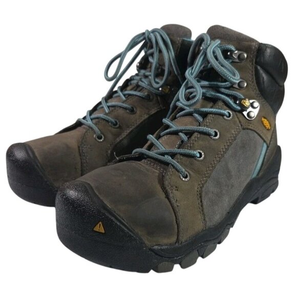 Keen Womens Salem Mid WP Steel Safety Toe Mid Work Boots Sz 7 Brown & Blue - Picture 2 of 8